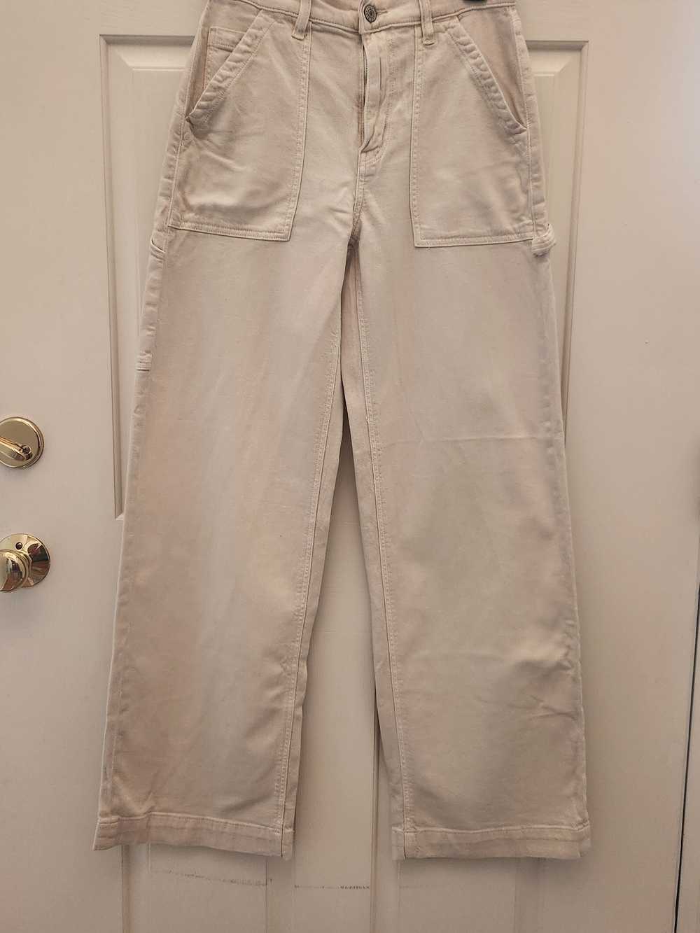 American Eagle Outfitters Wide-Leg Utility Pants in Cream